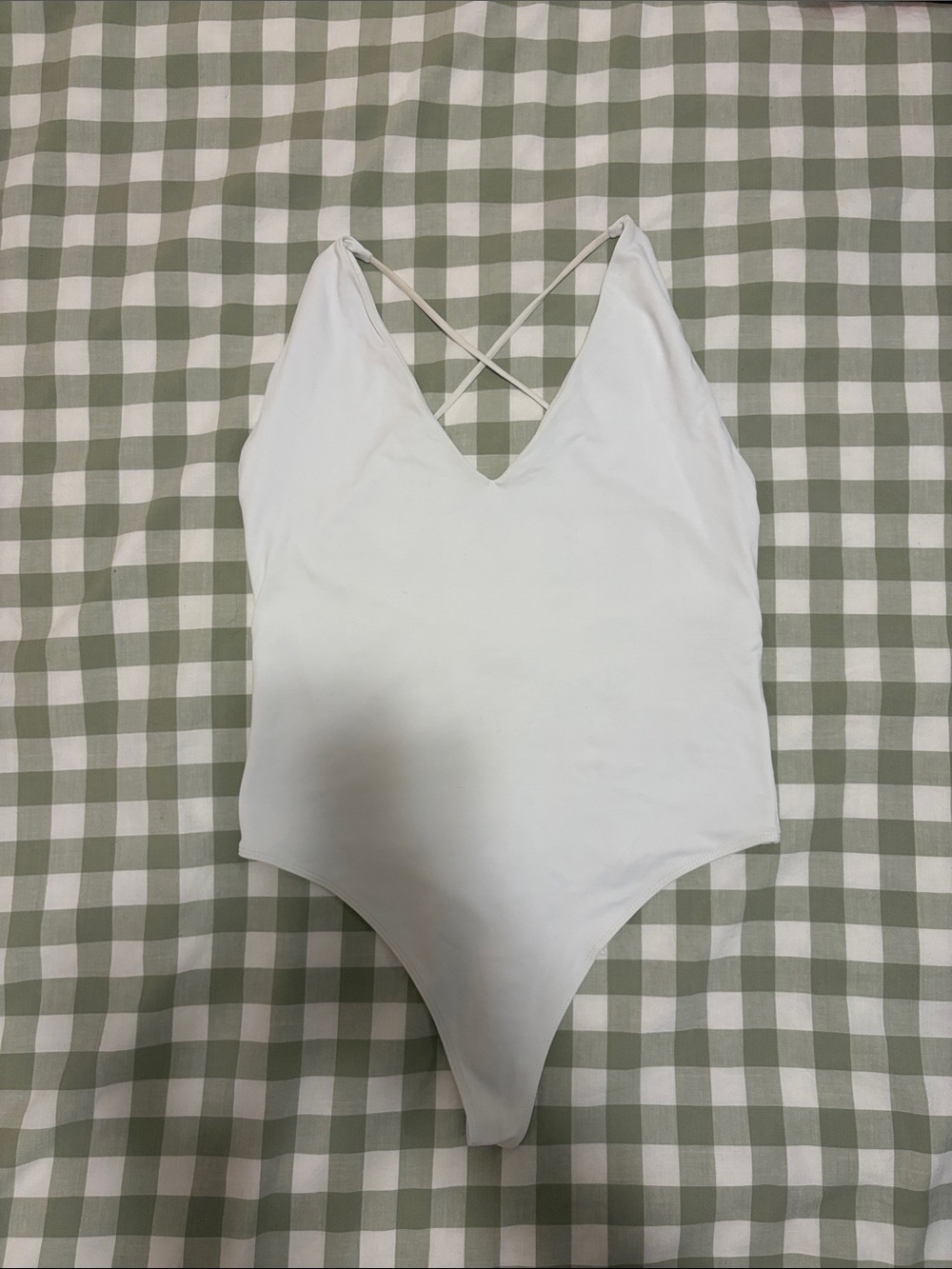 White Babaton bodysuit with Crisscross Back